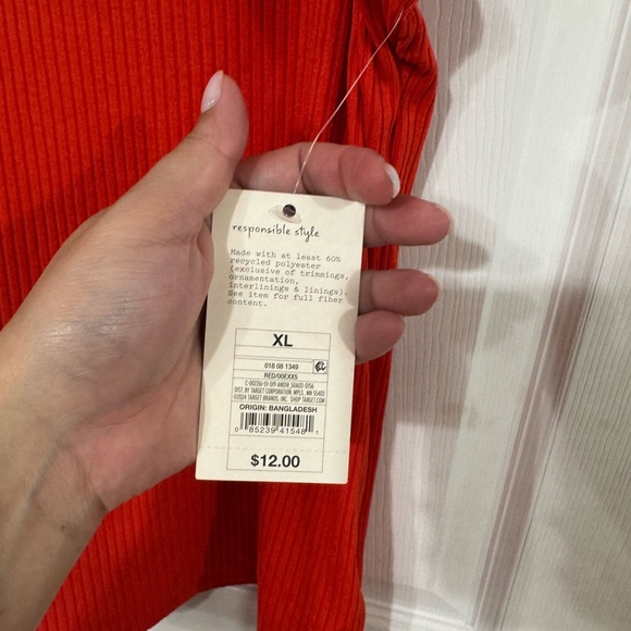Target Red Ribbed Off-Shoulder Blouse - Picture 2 of 4